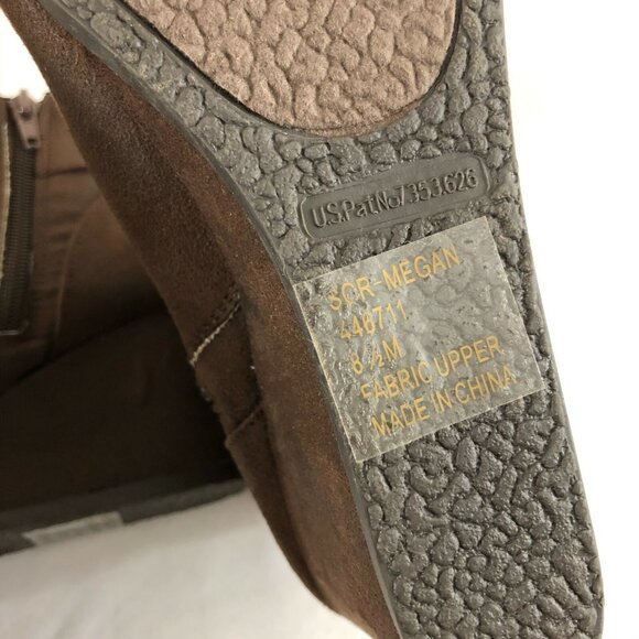 Sugar Womens Ankle Boots Booties Wedge Heel Faux Suede Zipper Buckle Brown 8.5 - Picture 8 of 9